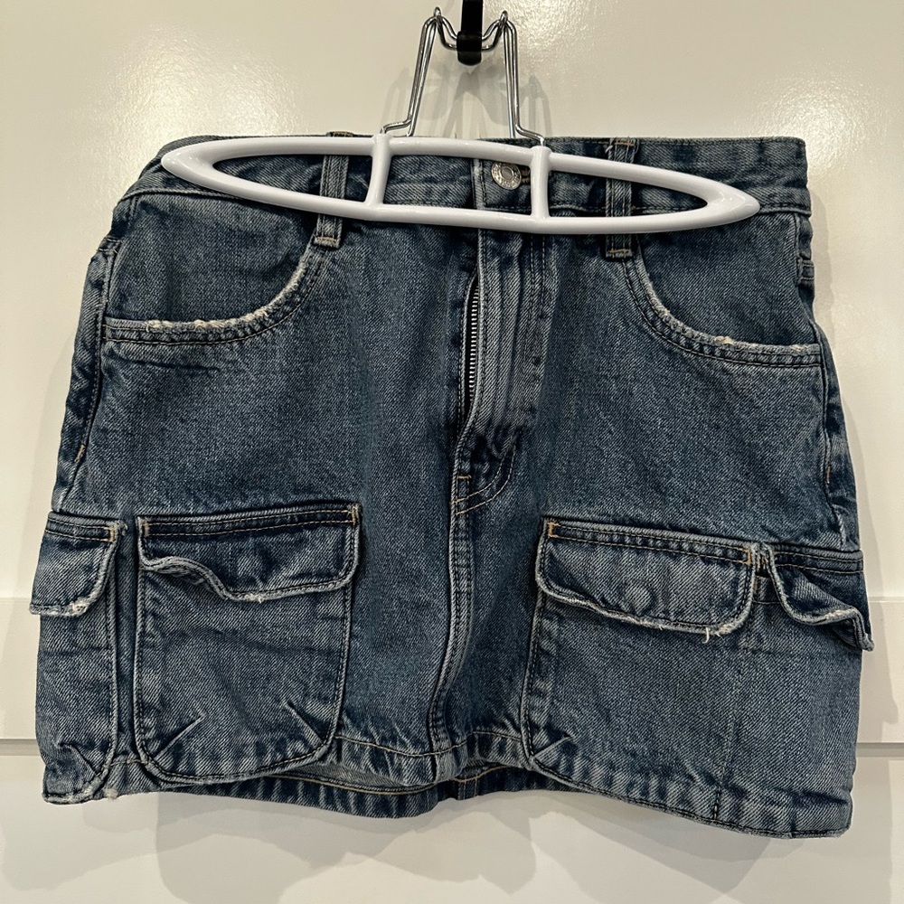 Zara Denim Mini Skirt with Cargo Pockets